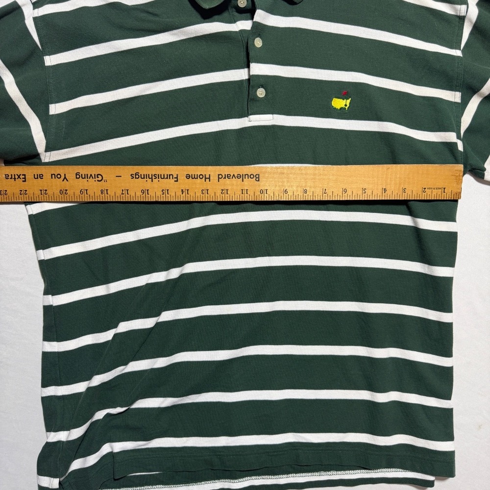 Vintage Masters Collection Golf Polo Mens L Green White Striped Cotton 90s Logo - Picture 3 of 13